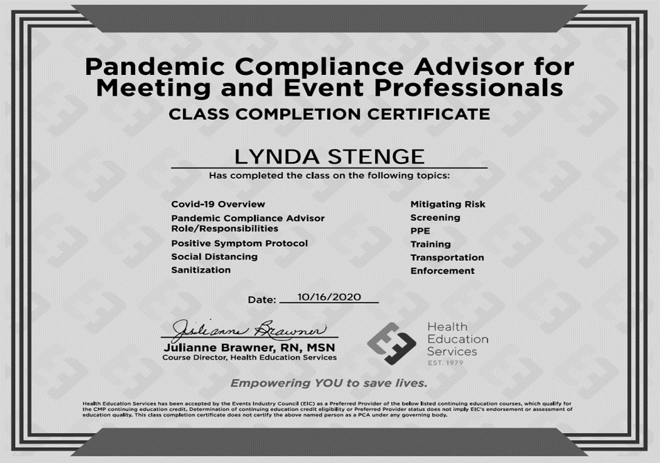 Blanche Agency Pandemic_Compliance_Advisor_For_Meeting_Event_Professionals_Certification